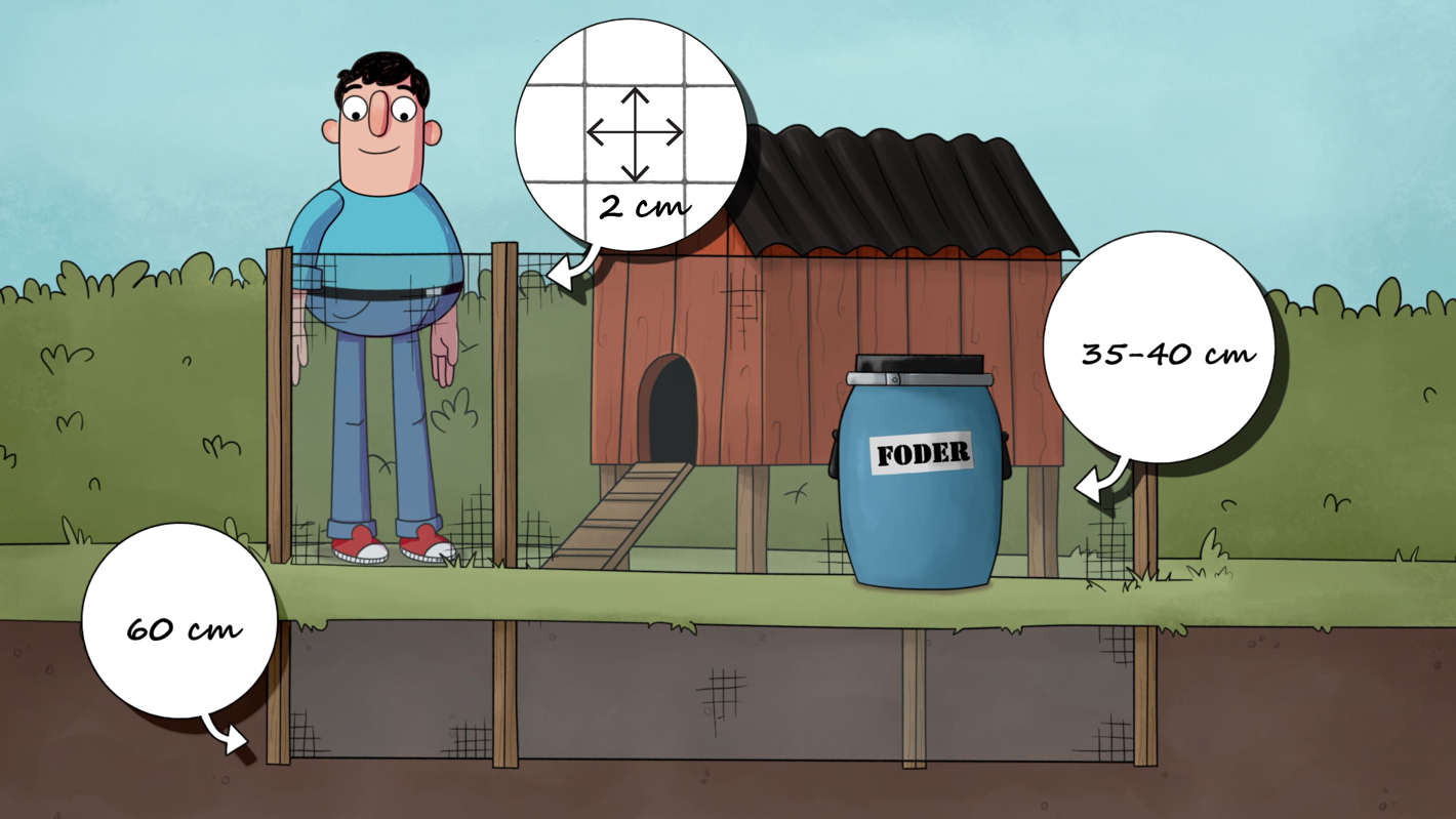 Illustration af rottesikret hønsehold