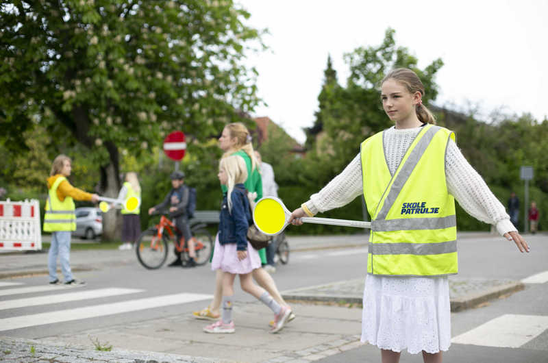 Med kampagnen ’Pas på skolepatruljen’ sætter Lyngby-Taarbæk Kommune fokus på, at trafikanterne skal vise hensyn til patruljerne.. Foto: Rådet for Sikker Trafik.