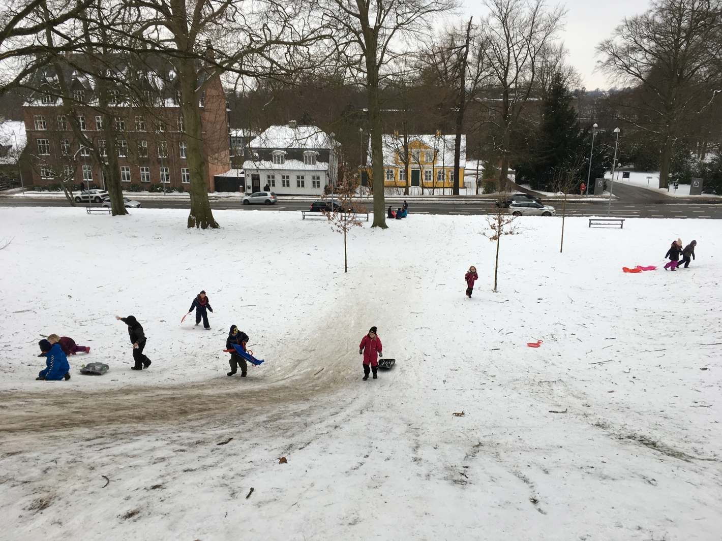 En af kælkebakkerne i Sorgenfri Slotspark