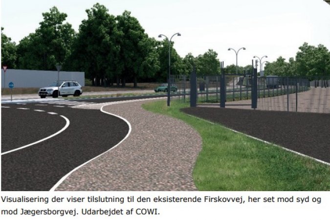 Tilslutning af Firskovvej mod Jægersborgvej