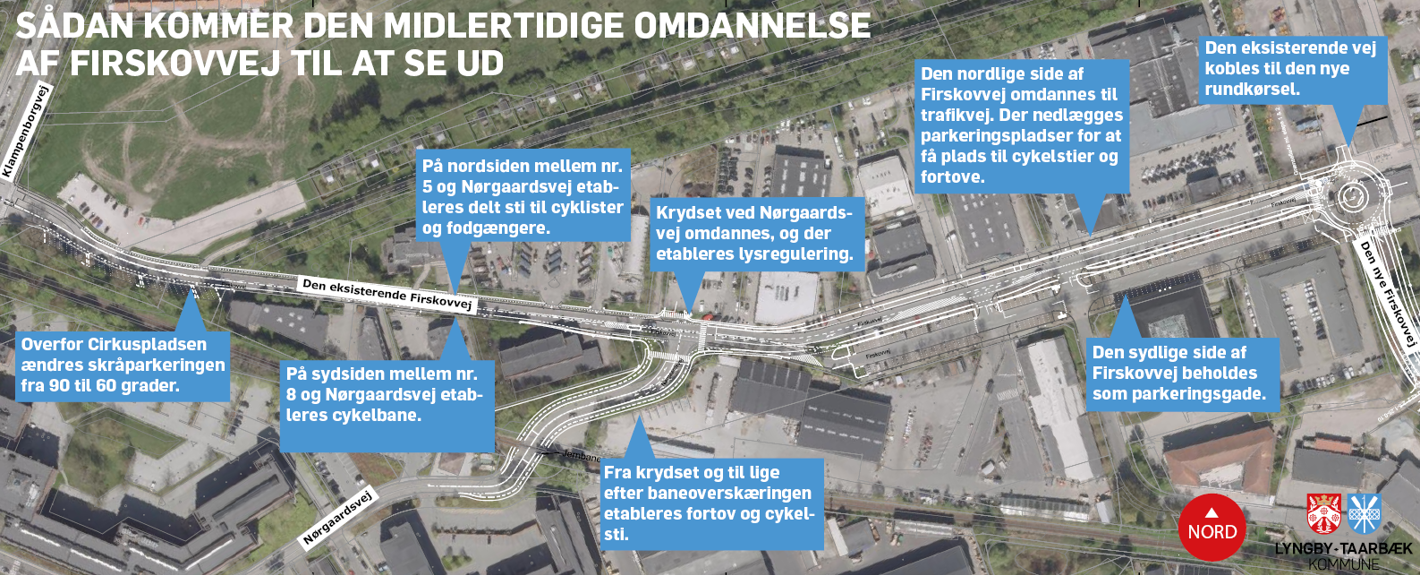 Sådan kommer den midlertidige omdannelse af Firskovej til at se ud