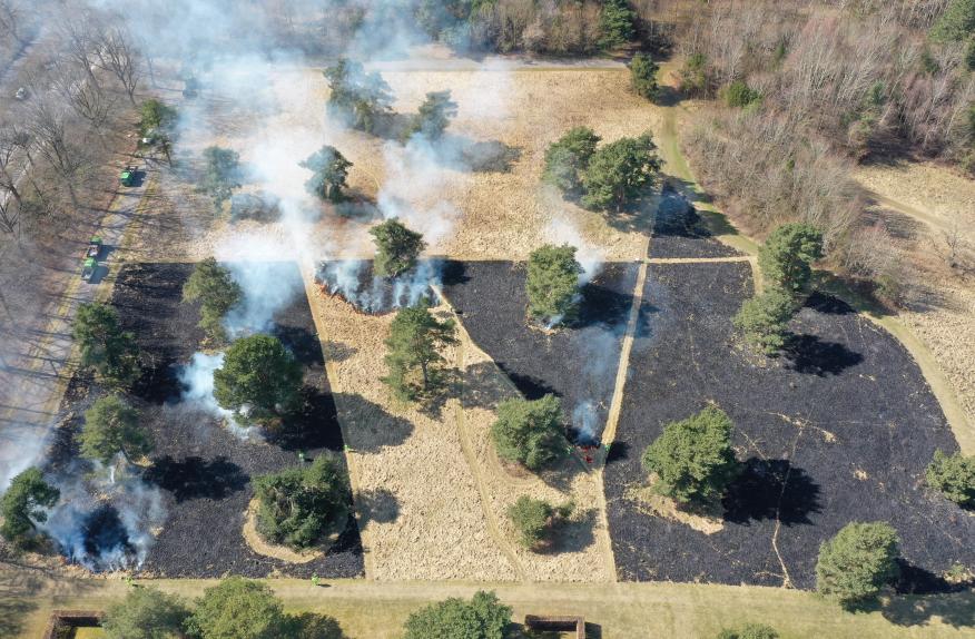 Dronefoto af afbrænding